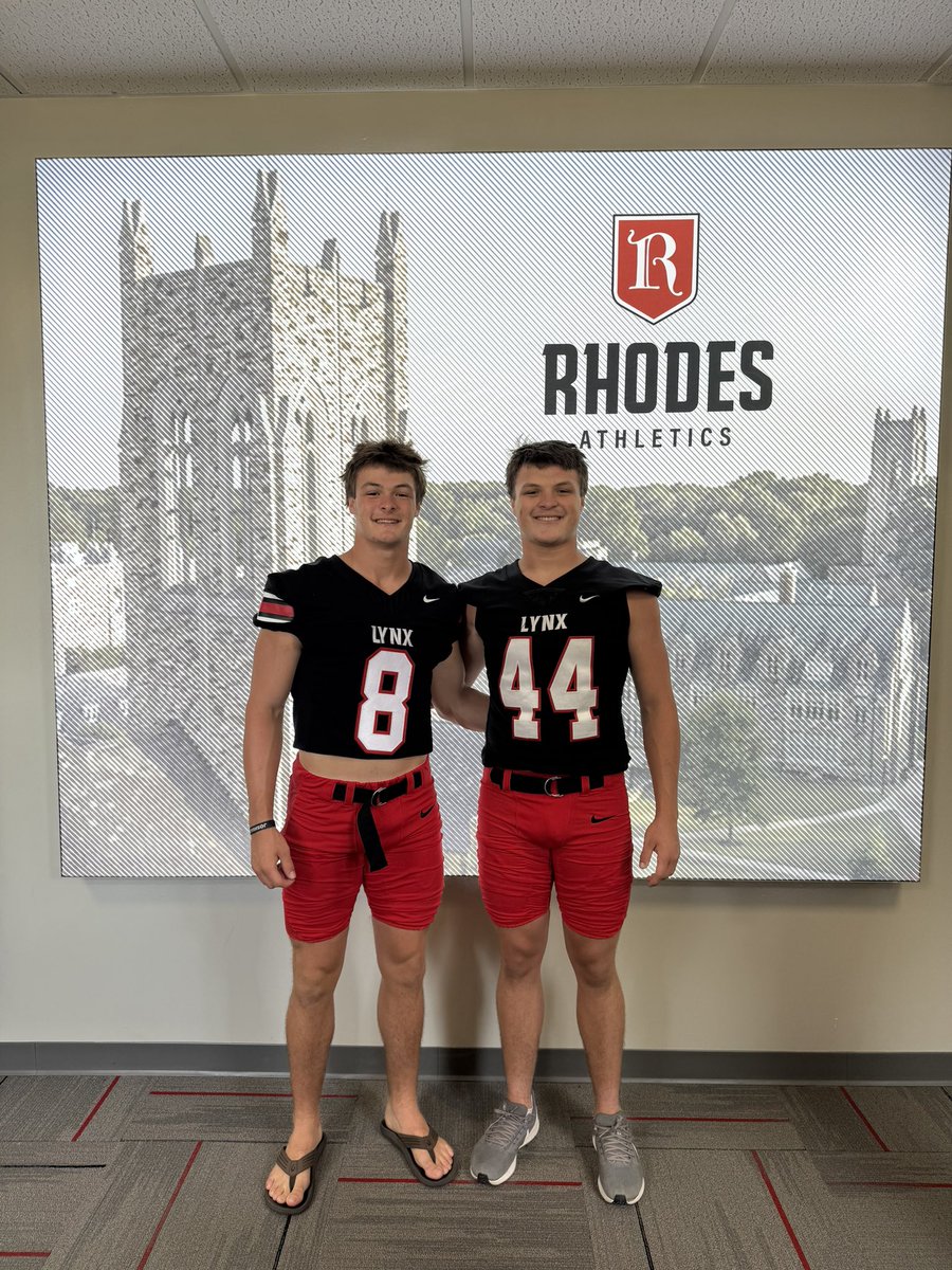 brock10cole's tweet photo. Had a great visit at @RhodesFootball today! Loved the environment and the campus is awesome!! Thanks @CoachMCEllis for the invite!
@TLH_Football @CoachJasonTone @CoachMcCTLH @CoachGarrettH https://t.co/mkxifyPBPU