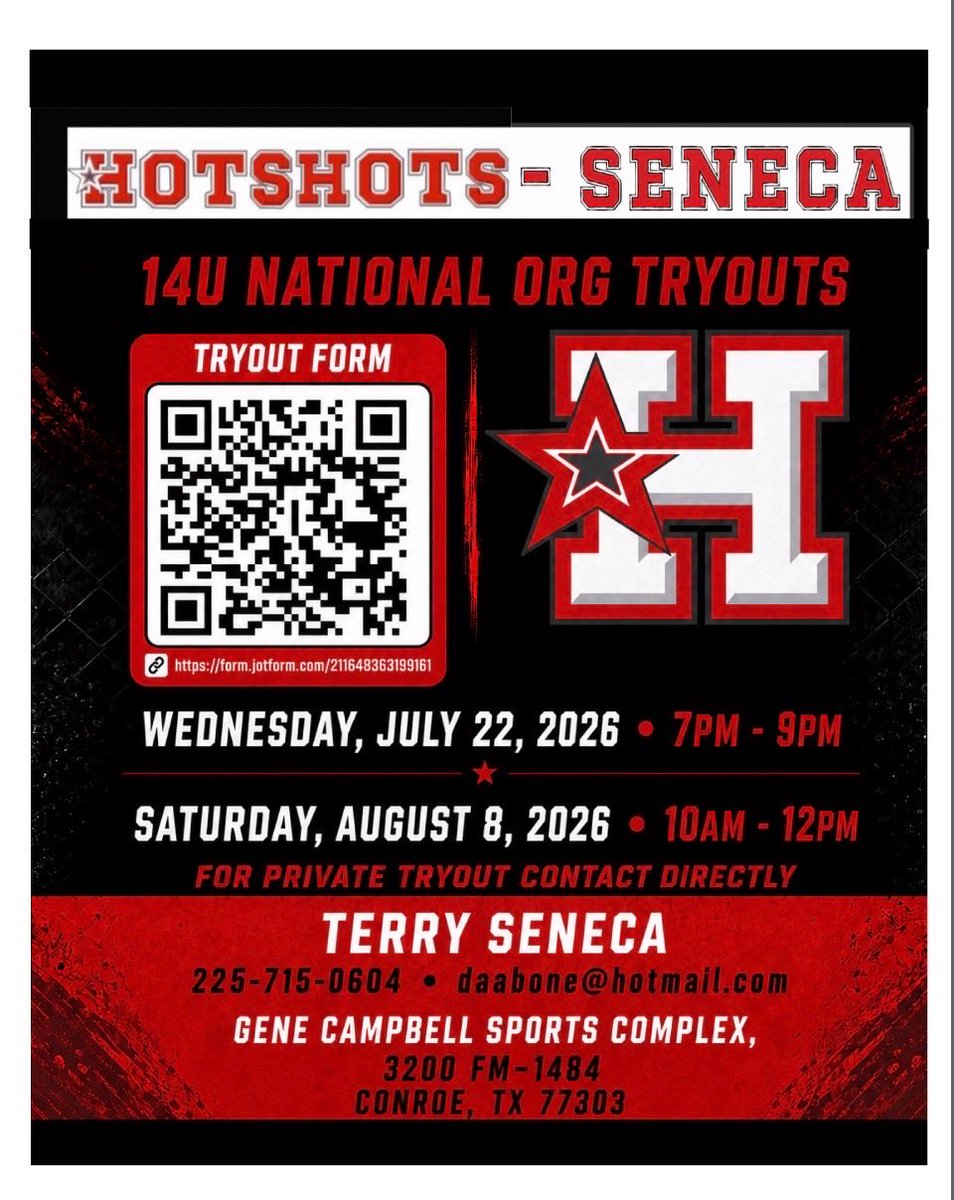 14uSeneca46474's tweet photo. Our National Hotshots 14U Program Is preparing to conduct tryouts , and registration is NOW OPEN!! Play & train for, with and against the best in the country. #BangBang #RespectTheH
You must register at the link below for consideration:
https://t.co/ewqvpnU9wu https://t.co/PsOo6sQ16z