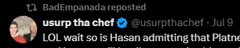 StephanieGailW's tweet photo. I believe Bad Empanada and Destiny are in contact over their shared hatred of Hasan Piker. BE has started sharing DGG accounts and Destiny said he wanted to collab with him whilst reacting to one of his videos. https://t.co/EHahYHz1uL