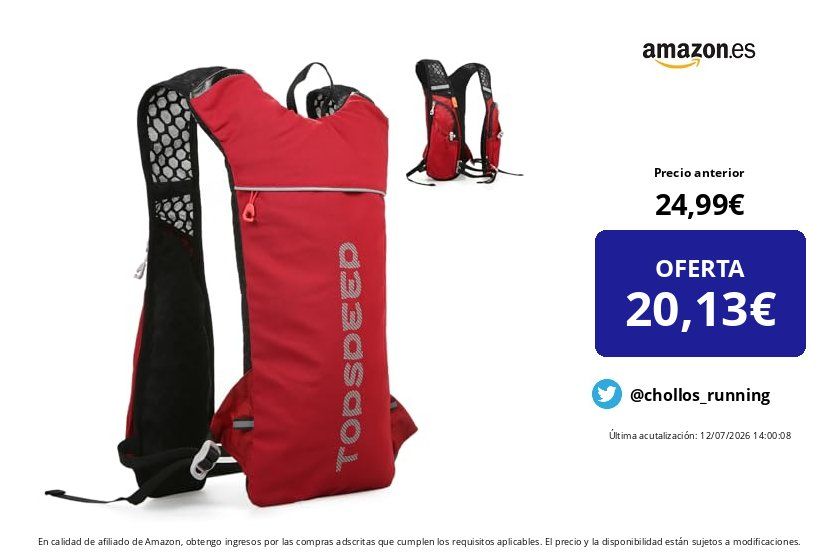 chollos_running's tweet photo. ❌ Precio anterior: 24,99 € 
💶 OFERTA: 20,13 € (-19%)

✅ Cómpralo aquí 👉 https://t.co/Buwf8hE3fN

Lixada Mochila de Hidratación, Bolsa de Hidratación Mochila de Running Ligero 5 litros Gran Capacidad Al Aire Libre Mochila De…

 #ultrarunner https://t.co/yNlVS5ND3w