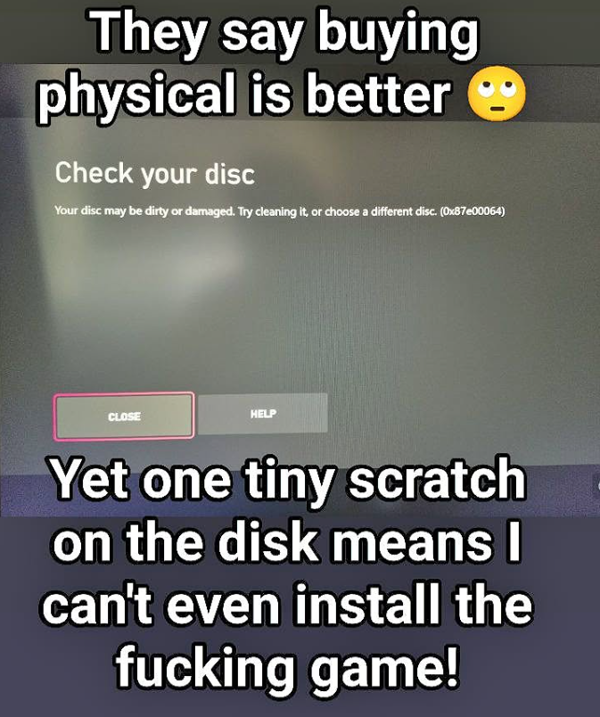 jam_H76's tweet photo. This is a perfect example of why physical media is dying. https://t.co/hyP72TXQrh
