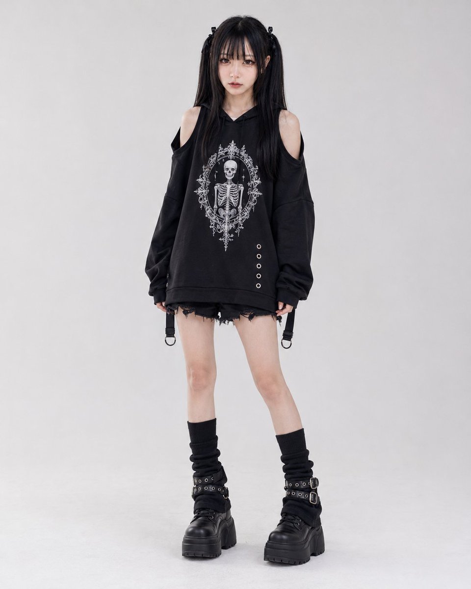 Gothic Oversized Graphic Hoodie Outfit