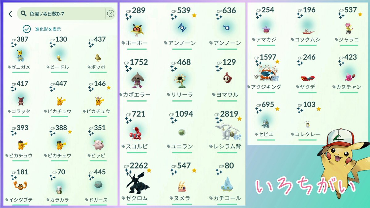 rinngo_Disney's tweet photo. GOFestグローバル◓ #ポケモンGO
1週間はめちゃ忙しくてやり残した伝ポケちゃんたちは全然してなかった(⚭-⚭  )そして肝心の2日間はめちゃくちゃのんびりやり過ぎて全然たくさんとは言えなかったかな🥺のんびりしてこれだけ取れてたから真面目にやればきっともっときてくれたんだろうな色✨今回は

大放出してくれてたんじゃないかな？って感じました❁⃘*.ﾟ真面目にやってなかったポンコツトレーナーの反省ですw ほぼプラプラくんのお陰で…｢こんな子きてくれてたんだ？｣なんて今になって気づいた子多いです笑…(皆さんより多分今回も色少ないかな😇)