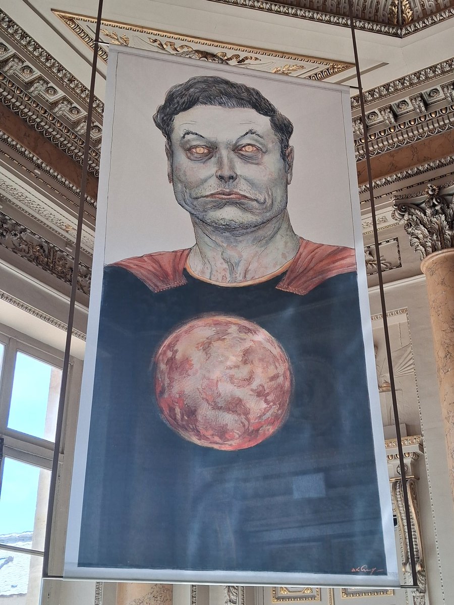 HomeWoking's tweet photo. Disappointed to see @elonmusk portrayed in such a grotesque and hostile way in an exhibition at @MonnaieDeParis. Contemporary art should challenge and provoke, but caricature can too easily replace thought. Whatever one thinks of him, this feels more reductive than insightful. https://t.co/V7NVoyApeI