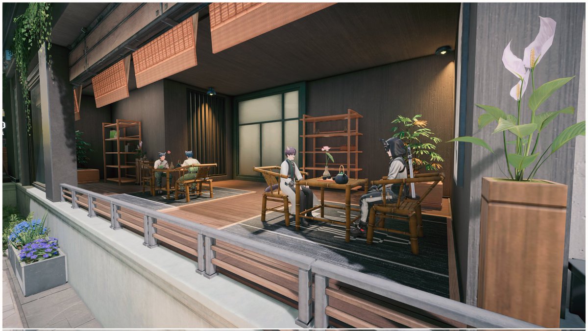ayococo_'s tweet photo. ミルクティーのお店の「岳研茶寮（EUREKA）」。
4つのフレーバーが並んでいて味が気になる…！
瘴気除けのお茶があったり、ゾアン天師が厳選したフレーバーがあったりするらしい。
テラス席ではあの2人がお茶していることで有名😌
#エンドフィールド #今日のタロII https://t.co/HAAc9KTmo4