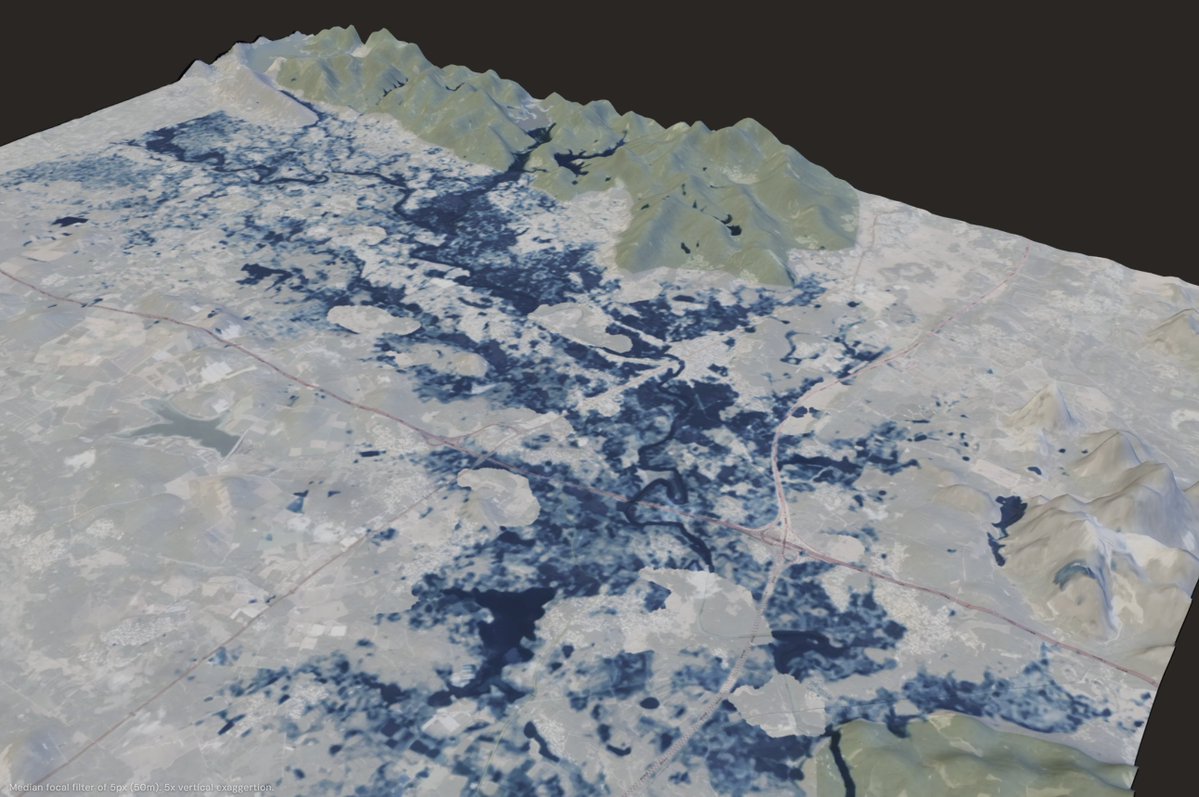 洪水の跡 A 3D diorama showing the approximate inundation area from this dam