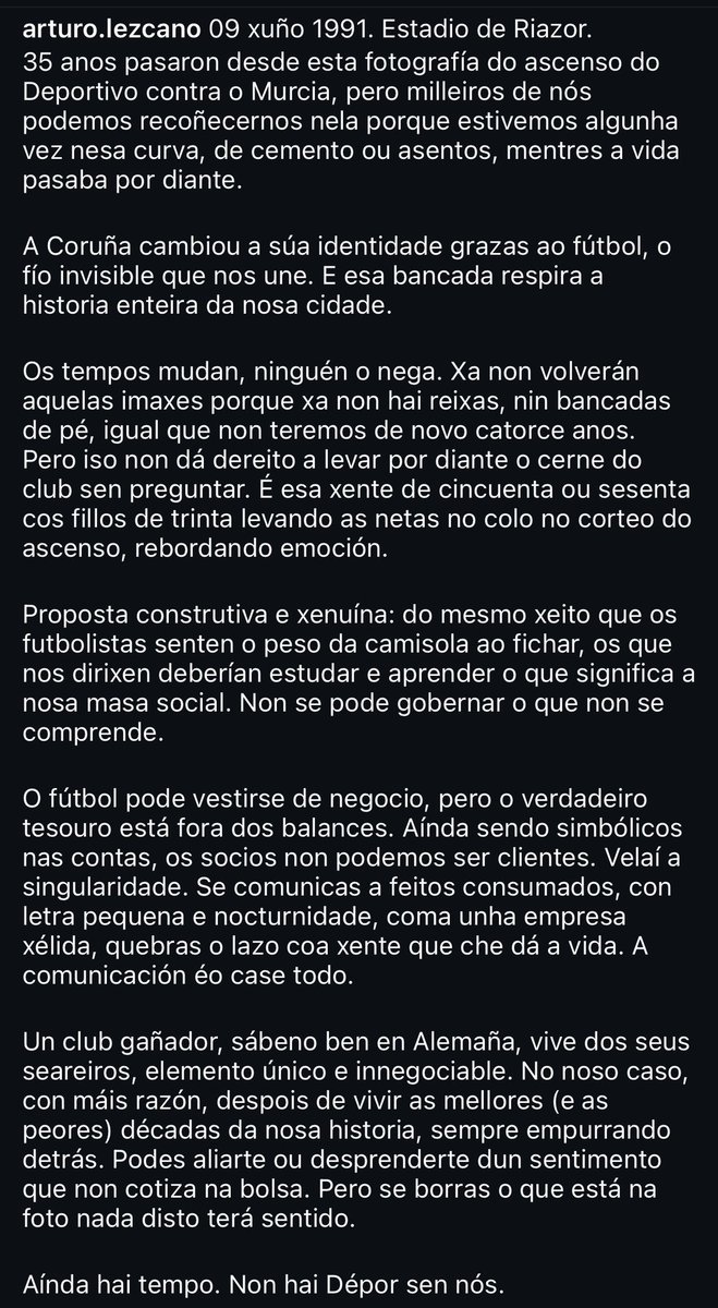 ArturoLezcano's tweet photo. Carta dun neno do ascenso en Riazor. 
Aínda hai tempo. Non hai Dépor sen nós. https://t.co/IOuyCQ2Eo0