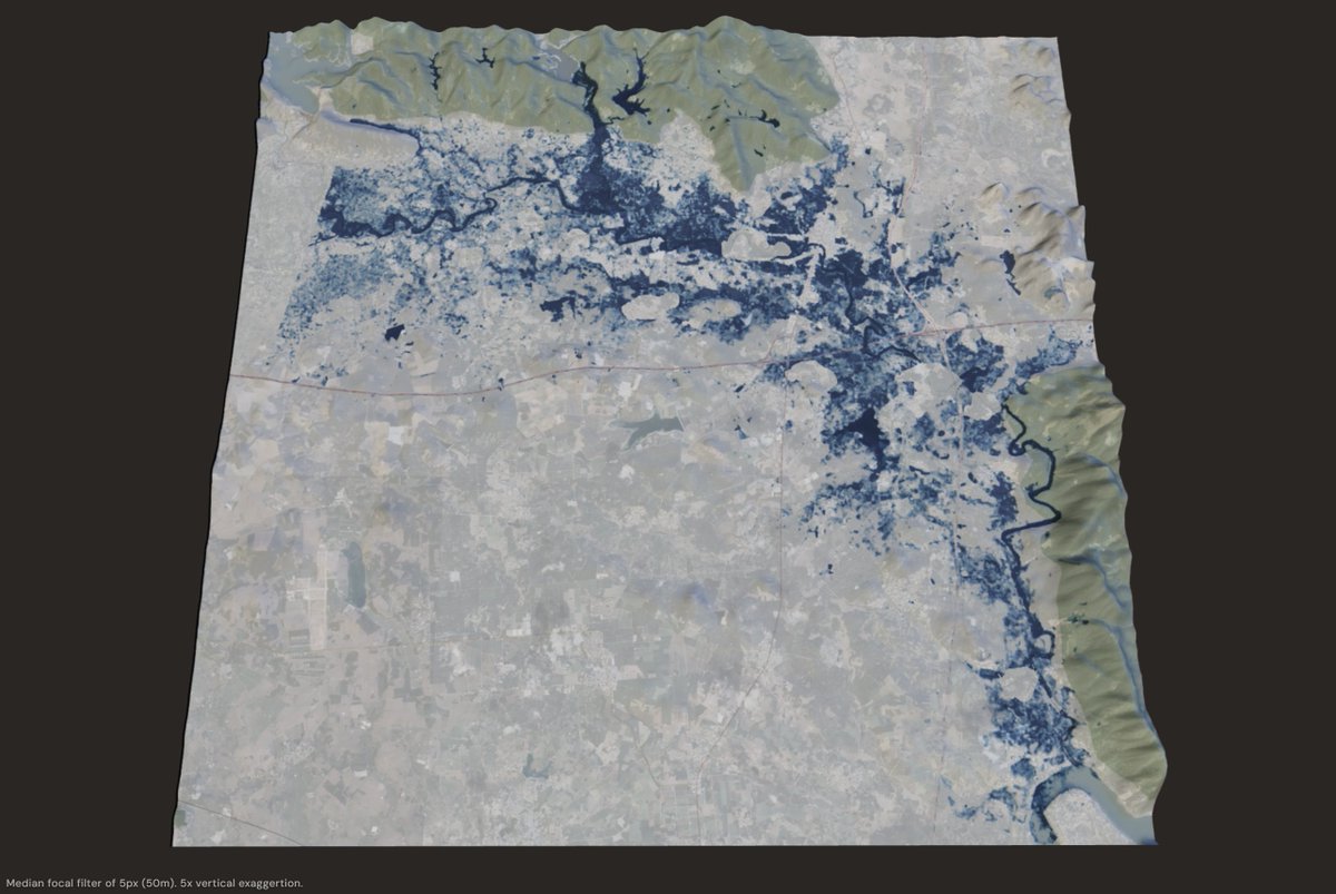 A 3D diorama showing the approximate inundation area from this dam