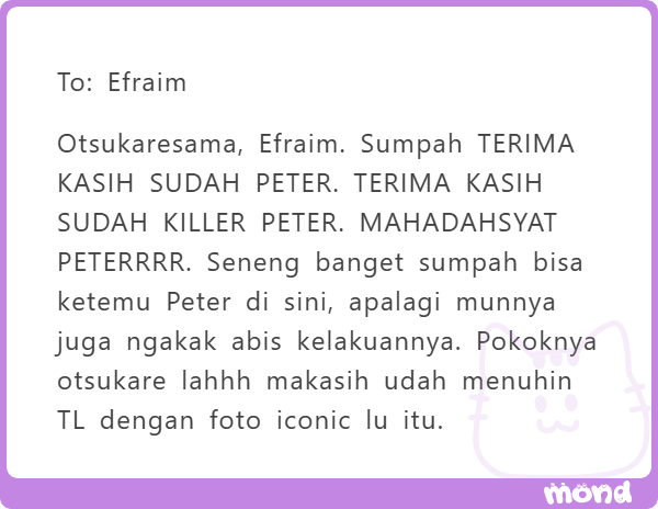 LeGerantMarius's tweet photo. ada dari abang untuk DD LISHAN dan DD LISHAN untuk cep dan menejer, terimakasih yaa lishaann!! terimakasih sudah mau menjadi server di sini.

lalu ada EFRAIM dengan foto ikoniknya

RAPHAEL dengan IC nya

lalu ada EZEKIEL makasih udah FTV https://t.co/fZtte2kQ8L