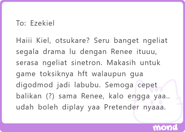 LeGerantMarius's tweet photo. ada dari abang untuk DD LISHAN dan DD LISHAN untuk cep dan menejer, terimakasih yaa lishaann!! terimakasih sudah mau menjadi server di sini.

lalu ada EFRAIM dengan foto ikoniknya

RAPHAEL dengan IC nya

lalu ada EZEKIEL makasih udah FTV https://t.co/fZtte2kQ8L