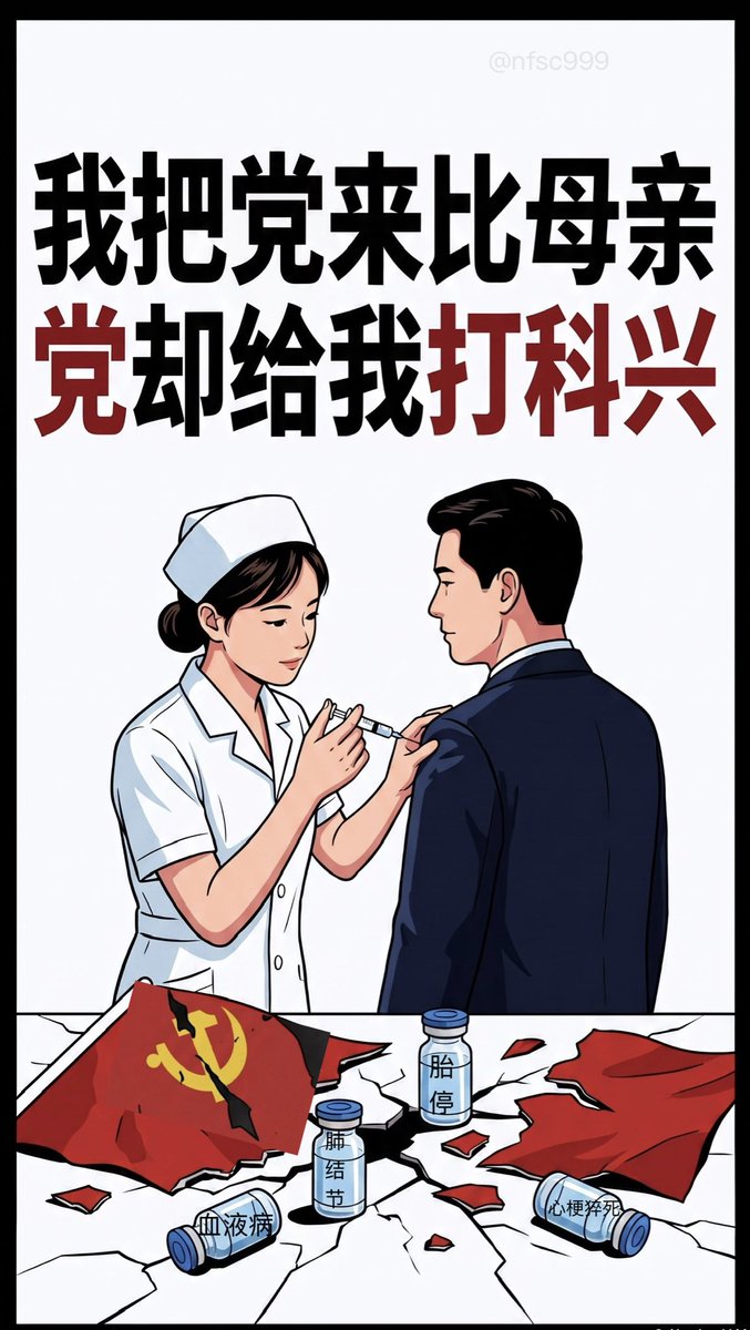 nfsc999's tweet photo. 从小到大被告知是“社会主义接班人”，你把党来比做母亲，谁知党却给你打科兴。

#新冠疫苗 #新冠病毒 https://t.co/BAwK3YN4nZ
