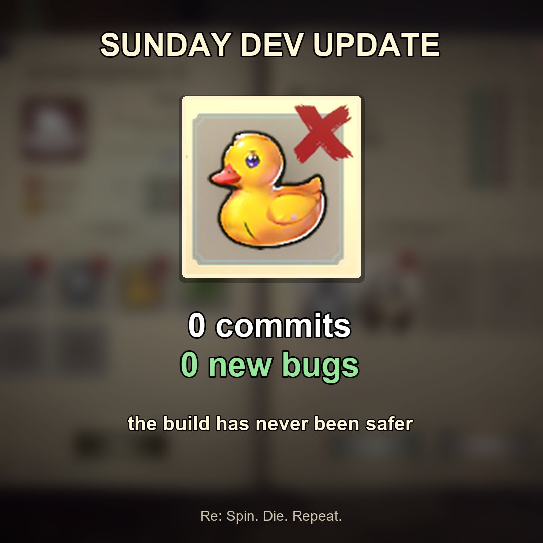 ReSpin_Game's tweet photo. Didn't touch the project today, so technically I introduced zero new bugs.

My most stable build all week. 😂 

What did you play this weekend?
#gamedev #indiedev https://t.co/KEMGlbk2Pr
