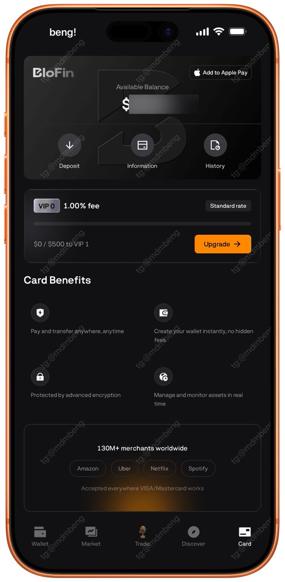 bengmdm's tweet photo. #Blofin Wallet #U卡 #加密货币

新的rain U卡钱包 Blofin Wallet开户教程
开户条件：
1️⃣拥有菲律宾tin（税卡）或其他海外证件
2️⃣菲律宾ip和非86手机号

通过 邀请链接 注册开卡并消费＞30usd，送5usd空投
账户优势：
1️⃣钱包+消费卡，卡头：45492406
2️⃣支持applepay/googlepay
3️⃣有新用户奖励
卡片劣势：
1%FTF+0.9%加密货币转换费
注册步骤：
在菲律宾ip下，点击 注册链接 或下载 ios app 按流程操作并填入邀请码：LA5B65 即可
（申请卡片需先转入＞10u资金，可用于后续卡片消费，有入金困难或注册疑问可联系：https://t.co/ftlUFOXLSg ）
