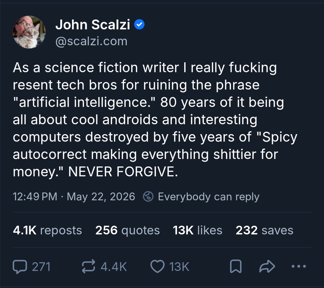 moultano's tweet photo. @hankgreen Sure it's just a weird pattern that these opinions seem concentrated in science fiction authors specifically. https://t.co/RO5r33p5Jh