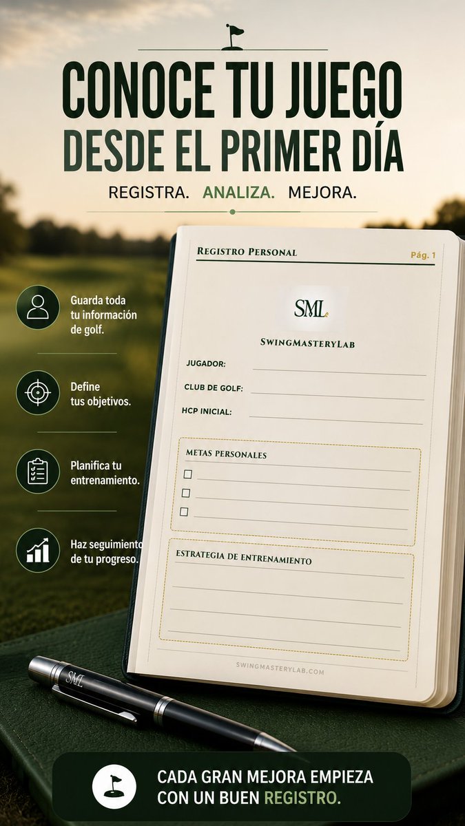 SwingMasteryLab's tweet photo. El golf no se mejora solo pegando más bolas.

📖 Registra tus distancias. 📊 Analiza tus estadísticas. 🎯 Encuentra patrones.
Lo que no registras, no puedes mejorarlo.
Disponible en Amazon: https://t.co/PAMD2L9QNq
#Golf #GolfTips #GolfLife #GolfTraining https://t.co/KRiYWCX7OH