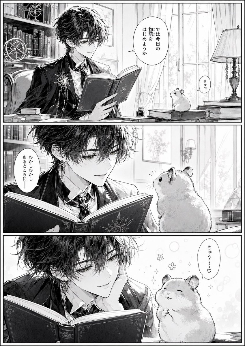 Sol Reading to Hamster