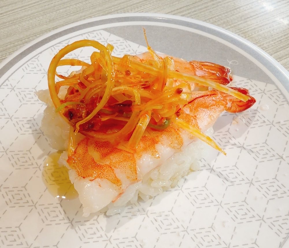 ichigoneko888's tweet photo. 最近できた近所のはま寿司。
お気にり入のメニュー
｢えび塩ごま油🍣ᩚ｣

旨辛ネギ乗っけて食うとうめぇから試してみろ🫵ﾋﾞｼｯ！

#はま寿司 https://t.co/WqHVQNShxu