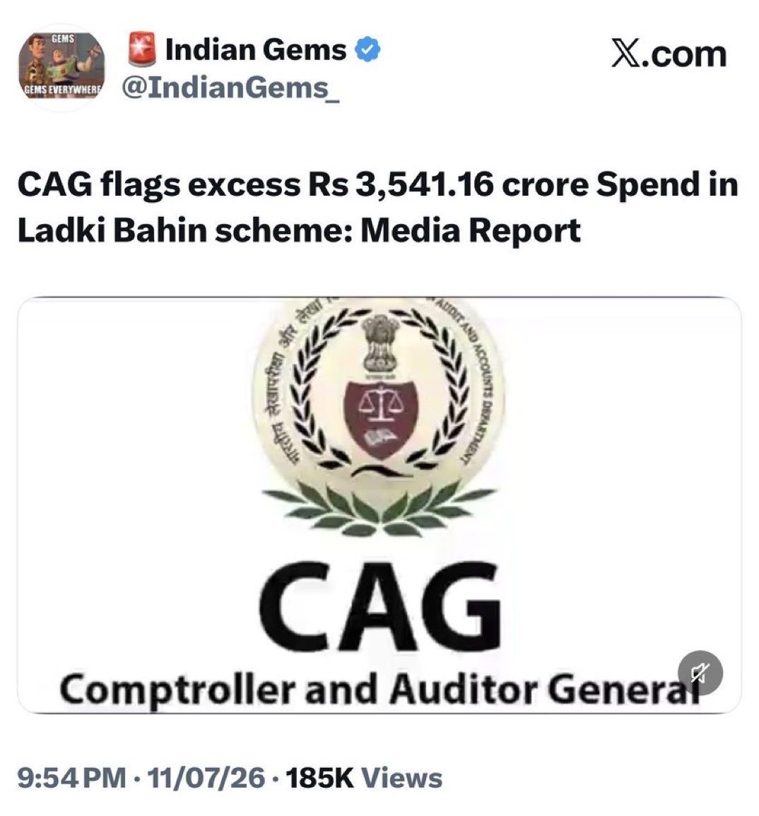 Ashok_Kashmir's tweet photo. कवि कहना चाह रहा है कि महाराष्ट्र की लाड़की बहना योजना में 3541.16 करोड़ का घोटाला हुआ है 👇🏽 https://t.co/WGkQM5pl82