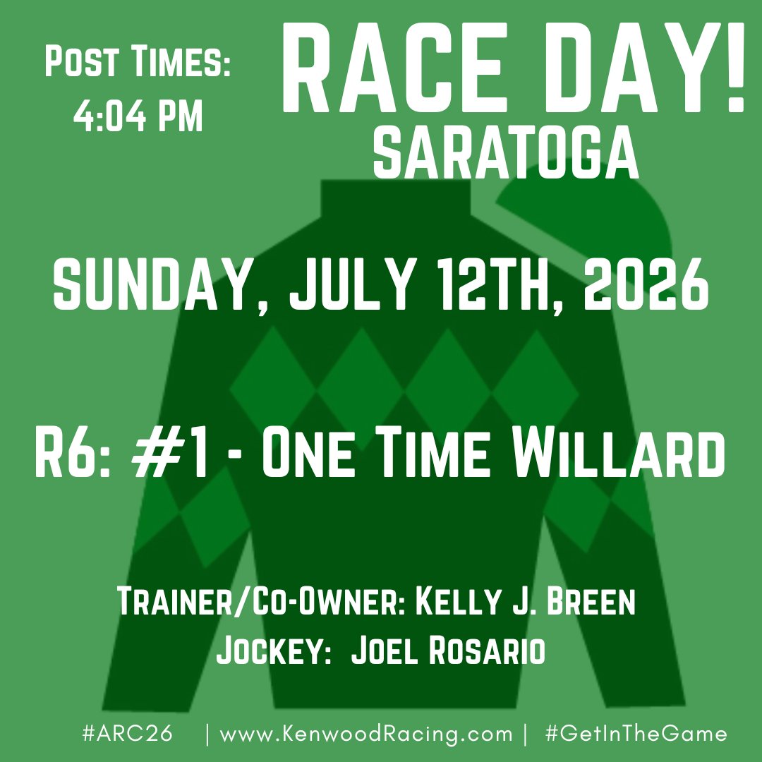 kenwoodracing's tweet photo. It's RACE DAY at Saratoga today for our #ARC26 group, with She's A Gamer. Good luck to all partners, including trainer @Kellyjohnbreen! 
@TheNYRA https://t.co/ZsUSvgkVwP