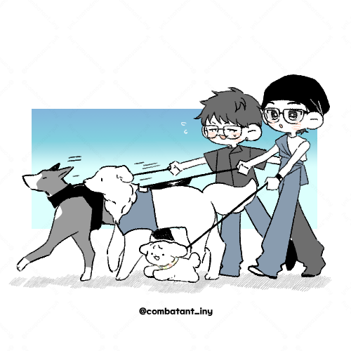 combatant_iny's tweet photo. 산책 담당자가 정해져있다 😌 https://t.co/3T09FttTTu