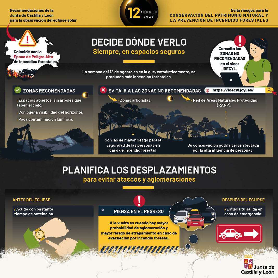 jcyl's tweet photo. ✨El cielo nos ha elegido
🔭El 12 de agosto tienes una cita en #CastillayLeón para disfrutar del eclipse solar

7⃣3⃣puntos de observación recomendados

ℹ️Sigue estos consejos para una observación segura y responsable

https://t.co/HeEegp36FH https://t.co/jBoxuB1kgR
