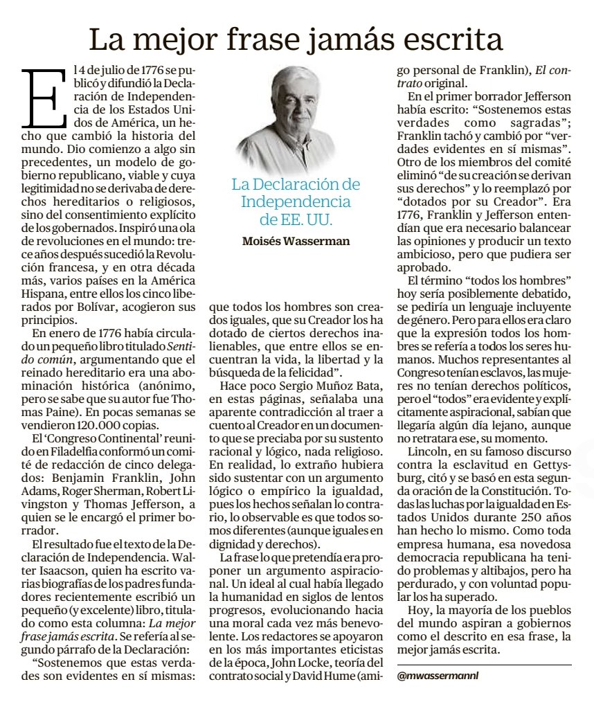 mwassermannl's tweet photo. La columna del viernes 10, hoy en versión impresa https://t.co/rtN0EA1z7N