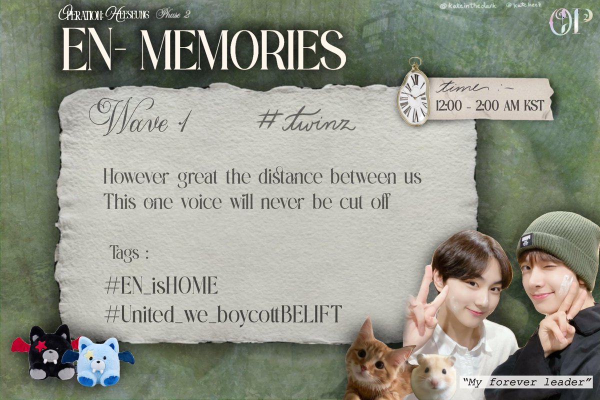 OHP2official's tweet photo. ENGENEE
It's day 2, Wave 1 of EN-MEMORIES
The steady presence that always has your back. The shoulder you can always lean on. Completely irreplaceable.

Share your favorite #twinz moments and their irreplaceable bond💚

#EN_isHOME
#United_we_boycottBELIFT https://t.co/rAssbadLV6