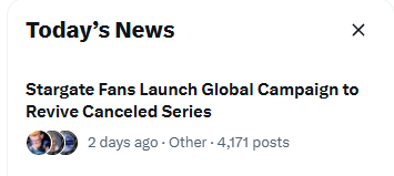 Gatefan1661's tweet photo. Good afternoon @AmazonMGMStudio 

Can I just direct your attention to this headline?

Thanks.

#SaveStargate https://t.co/jfCcvhqWrY
