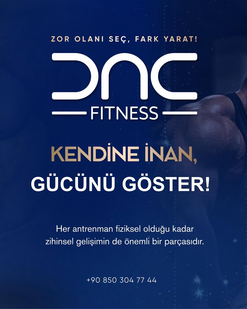 dncfitnesscom's tweet photo. 🏋🏻‍♀️ Sınırlarını belirleyen bedenin değil, vazgeçmeyi seçen zihnindir. Kendine inan, istikrarını koru ve her antrenmanda daha güçlü, daha özgüvenli bir sen inşa et.

🌐 https://t.co/57eUBSp8Lu
📧 info@dncfitness.com
📞 +90 850 304 77 44

#DNCFitness https://t.co/AdlyJP5CX4