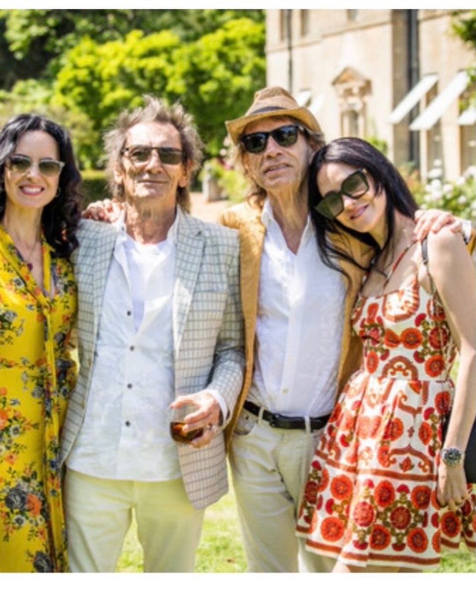 MFRemillard's tweet photo. Sally Wood, Ronnie Wood, Mick Jagger and Melanie Hamrick at Jerry Hall's birthday bash July 2026 

#MickJagger #RonnieWood #RollingStones https://t.co/wSWGK2yL5O