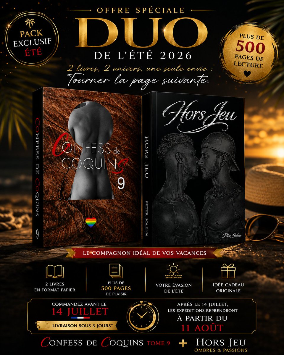 confessdecoquin's tweet photo. ⏰ Information importante !
Tu veux recevoir Confess De Coquins Tome 9 et Hors Jeu pour les vacances ?
📦 Passe commande avant le 14/07.
✅ Livraison rapide sous 3 jours.
⚠️ Les commandes passées après cette date seront expédiées le 11 août
Merci à tous❤️📚
👉 https://t.co/IndsM3yJhg