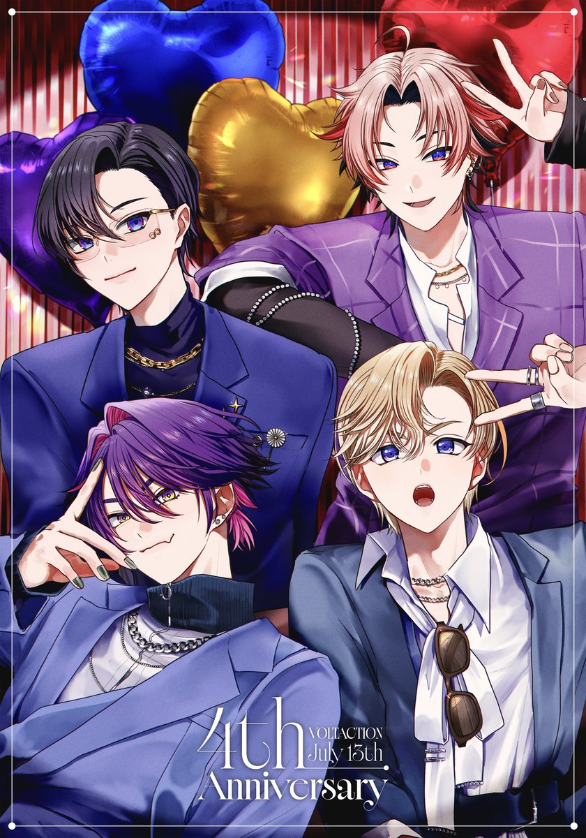 hy__05_b's tweet photo. 𝟜𝕥𝕙 𝔸𝕟𝕟𝕚𝕧𝕖𝕣𝕤𝕒𝕣𝕪 🎈✨
5年目も4人で楽しく活動してください𖤐 ̖́-

 #VOLTA展 https://t.co/K95UoDOzBr