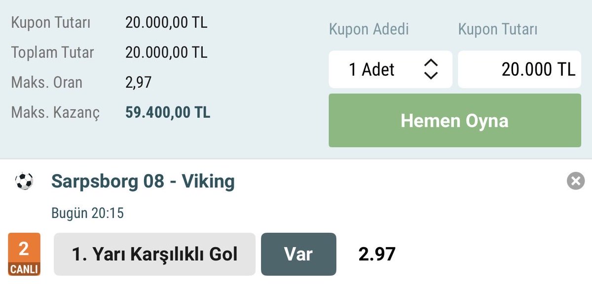 iddakolik7's tweet photo. OHAAA BEYLER 
Orana bakın şaka mı ?
Net gelicek bu 2.97 oran 
20000₺ oynandı bol şans https://t.co/8QNLo2nJCs
