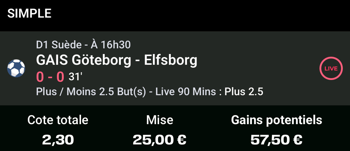clefdugain's tweet photo. Mise légère de 0.25% sur l’over 2.5 ici.

31’ (0-0)

#LiveBet https://t.co/bKsdpk0zB3