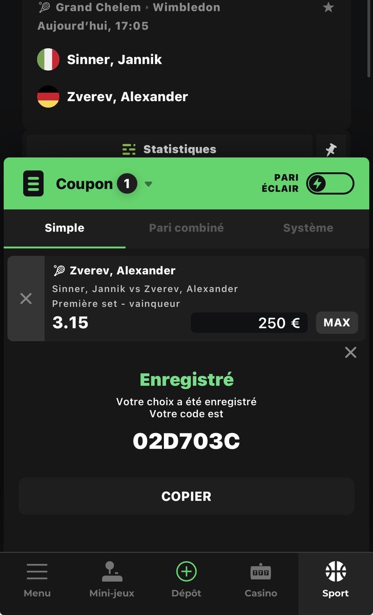 Maestrogoals's tweet photo. 🎾 Analyse du jour
❌Tout le monde voit Sinner à 1.22, mais je tente un pari à valeur.

✅➡️ Zverev gagne le 1er set.
Code Betify 02D703C

Pourquoi ? Parce qu’il doit démarrer très fort. S’il perd rapidement un ou deux sets, le match sera presque terminé pour lui. Je pense qu’il va tout donner dès le début.

💡 Petit détail : si Zverev ne se fait pas breaker dans les deux premiers jeux, c’est très positif. Ensuite, le match peut vraiment tourner en sa faveur.

⚠️ Pari risqué, mais une cote qui vaut le coup selon moi.