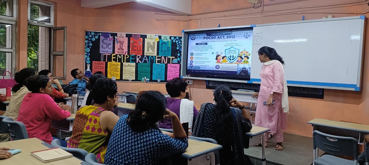 DwarkaSec10SoSE's tweet photo. We conducted a POCSO Act, 2012 awareness session on 08/07/2026 for our teachers, security &amp; support staff to reinforce child safety. Participants were briefed on legal provisions, reporting protocols via our designated committee&amp; anonymous student suggestion boxes.@Dir_Education https://t.co/qGH2MrKoeb