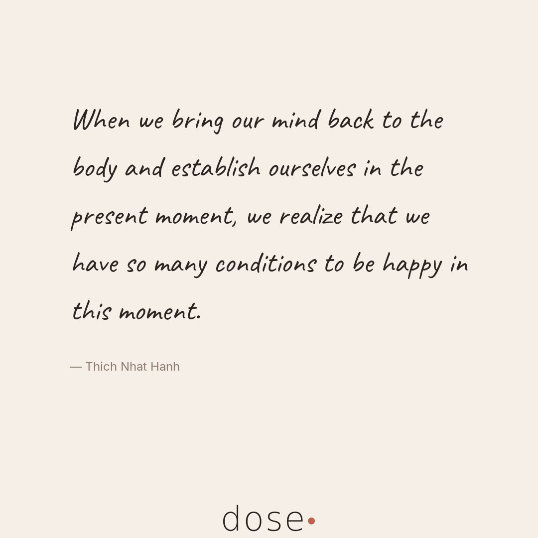 dose's tweet photo. The essence of presence is to acknowledge that the conditions for our happiness often already exist. In moments of calm, we can discover how much is available to us—if we allow ourselves to simply be. What thoughts arise when you think about grounding yourself in the now? https://t.co/kLVOtfTUb5