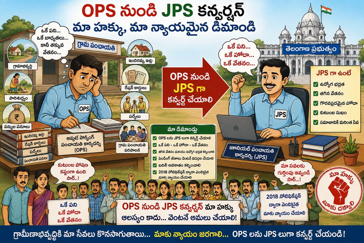 nagewar26's tweet photo. @revanth_anumula @revanth_anumula @Bhatti_Mallu @seethakkaMLA మా బాధలను కూడా కొద్దిగా ఆలోచించి.... Exam రాసి మెరిట్ రోస్టర్ ద్వారా వచ్చి అవుట్ సోర్సింగ్ పంచాయతీ కార్యదర్శి గా పని చేస్తున్నవాళ్ళని JPS జూనియర్ పంచాయతీ కార్యదర్శిలుగా కన్వర్షన్ చెయ్యండి సర్..... https://t.co/E71pQY0G6n