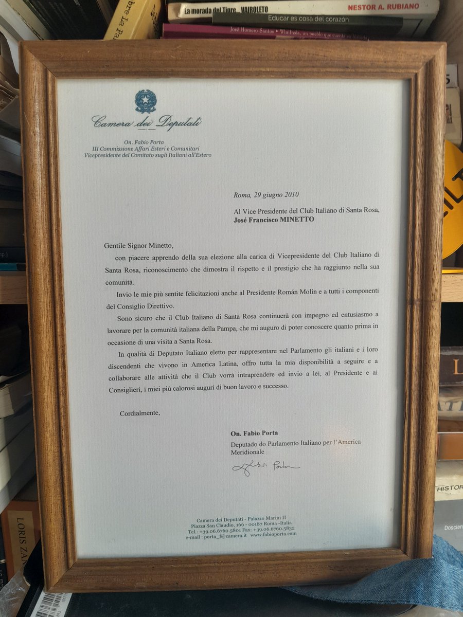 JoseFMinetto's tweet photo. 15 anni fa lettera da @Montecitorio 🇮🇹 coi complimenti dell'@fabioporta alla mia elezione come Vicepresidente del Club Italiano. #italianiallestero #italianiinargentina 🇦🇷 https://t.co/RxJdHDW0ie