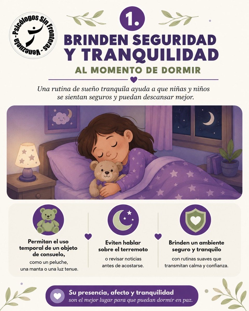 psfvenezuela's tweet photo. Información importante para ayudar a los niños a tranquilizarse y dormir en esta difícil situación. Por favor divulgar. Gracias. https://t.co/1esuTFQndl