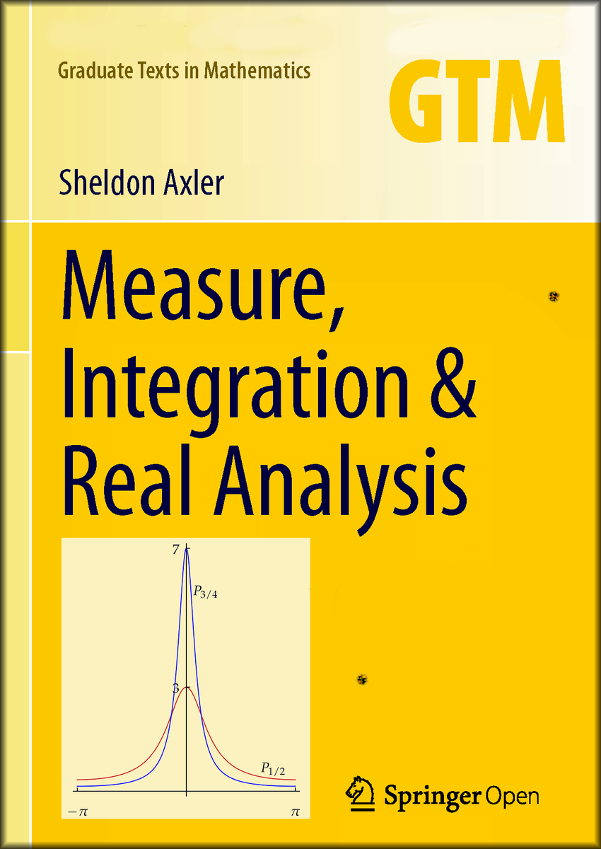 pickover's tweet photo. FREE Math Book.

"Measure, Integration & Real Analysis" by Axler. "You are about to immerse yourself in serious mathematics... This book aims to guide you to the wonders of this subject."

    1. Riemann Integration
    2. Measures
    3. Integration
    4. Differentiation
    5. Product Measures
    6. Banach Spaces
    7. Lp Spaces
    8. Hilbert Spaces
    9. Real and Complex Measures
    10. Linear Maps on Hilbert Spaces
    11. Fourier Analysis
    12. Probability Measures

Other topics: Cantor set, probability spaces, weak law of large numbers.

Link: https://t.co/d4ZbduZyD4
