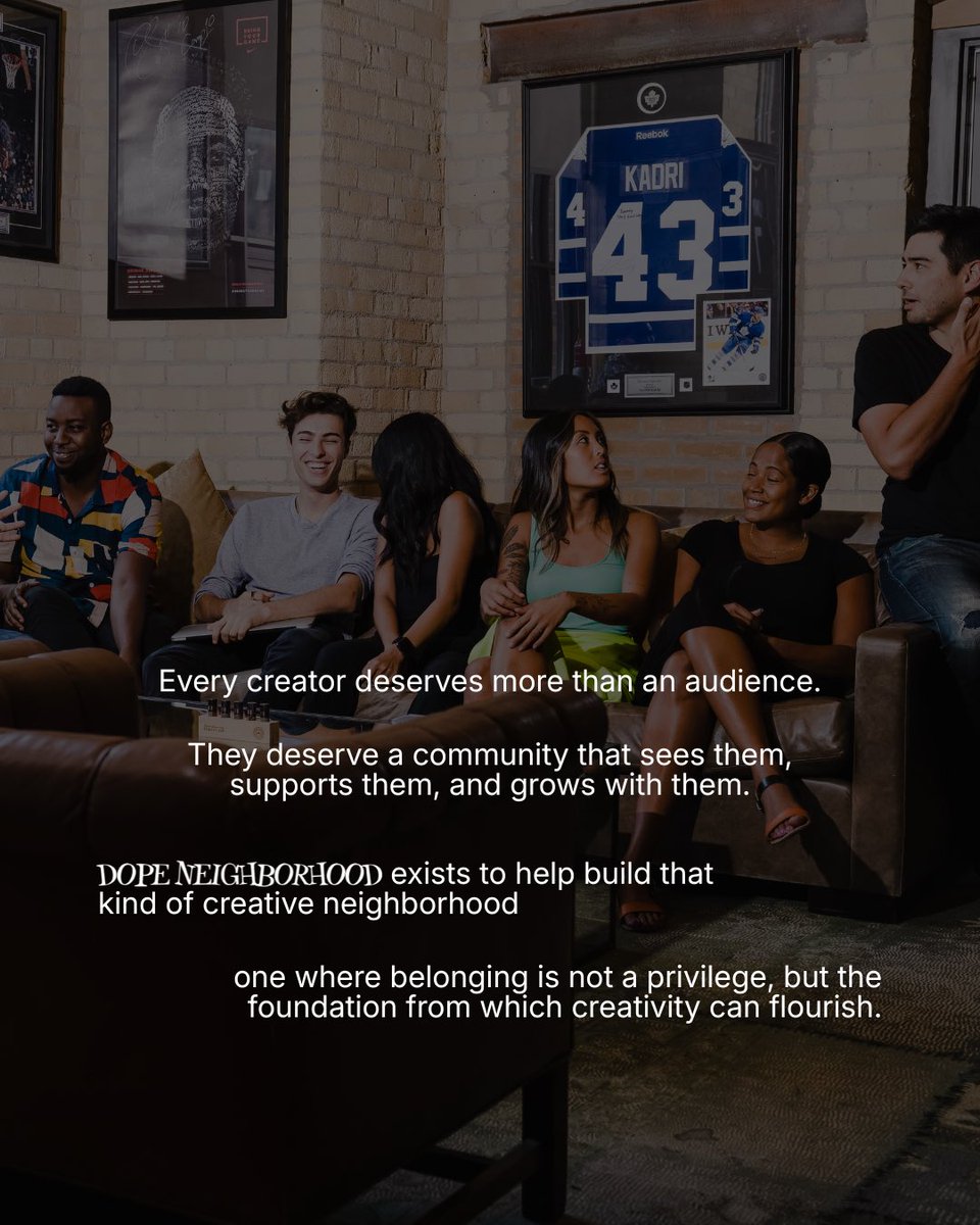 dopeneighbor's tweet photo. Perhaps one of the greatest resources a creator can have isn’t found in a studio or a toolbox.

Perhaps it’s finding the right neighborhood.

That’s the kind of community we’re committed to building.

#DopeNeighborhood #CreativeCommunity #Belonging #AfricanCreatives #Community https://t.co/XPV1PNRVwz
