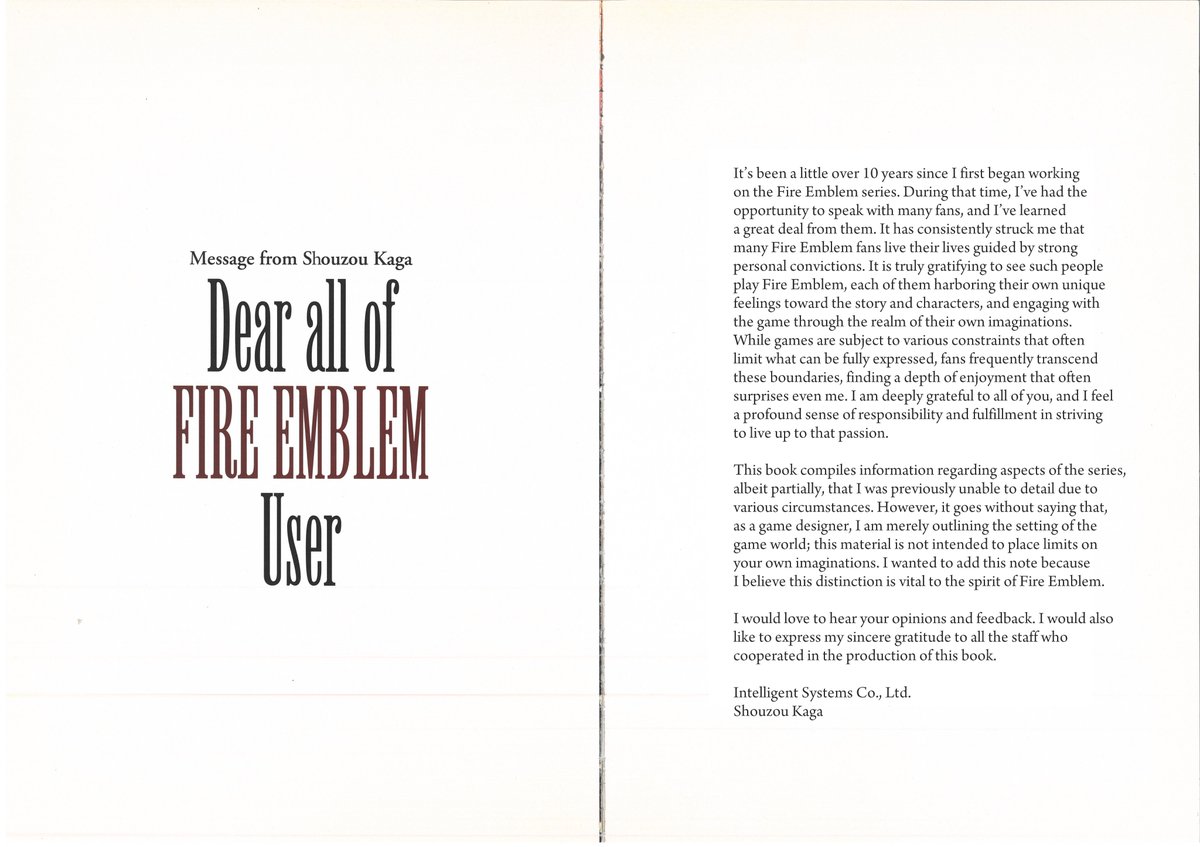 MrTalkingDino's tweet photo. Fire Emblem Treasure - Message from Shouzou Kaga is now fully translated! ✨

Read Kaga's heartfelt letter to the Fire Emblem community circa 1999. He truly admired the creativity and dedication of his fans. https://t.co/vLUffCXfNy
