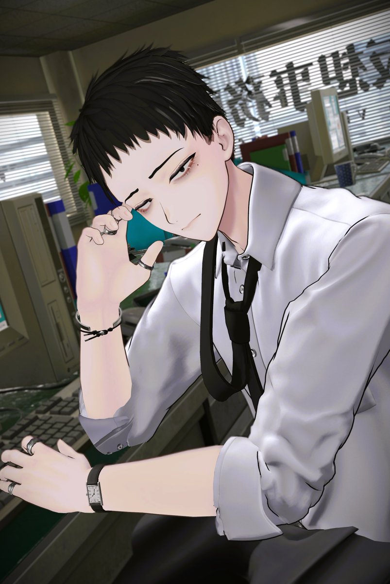 PutiGorira_'s tweet photo. 一日一狛乃
三白眼な社畜お兄さんできた
#狛乃 #komano3d #VRChat https://t.co/gcAxCDcCzf