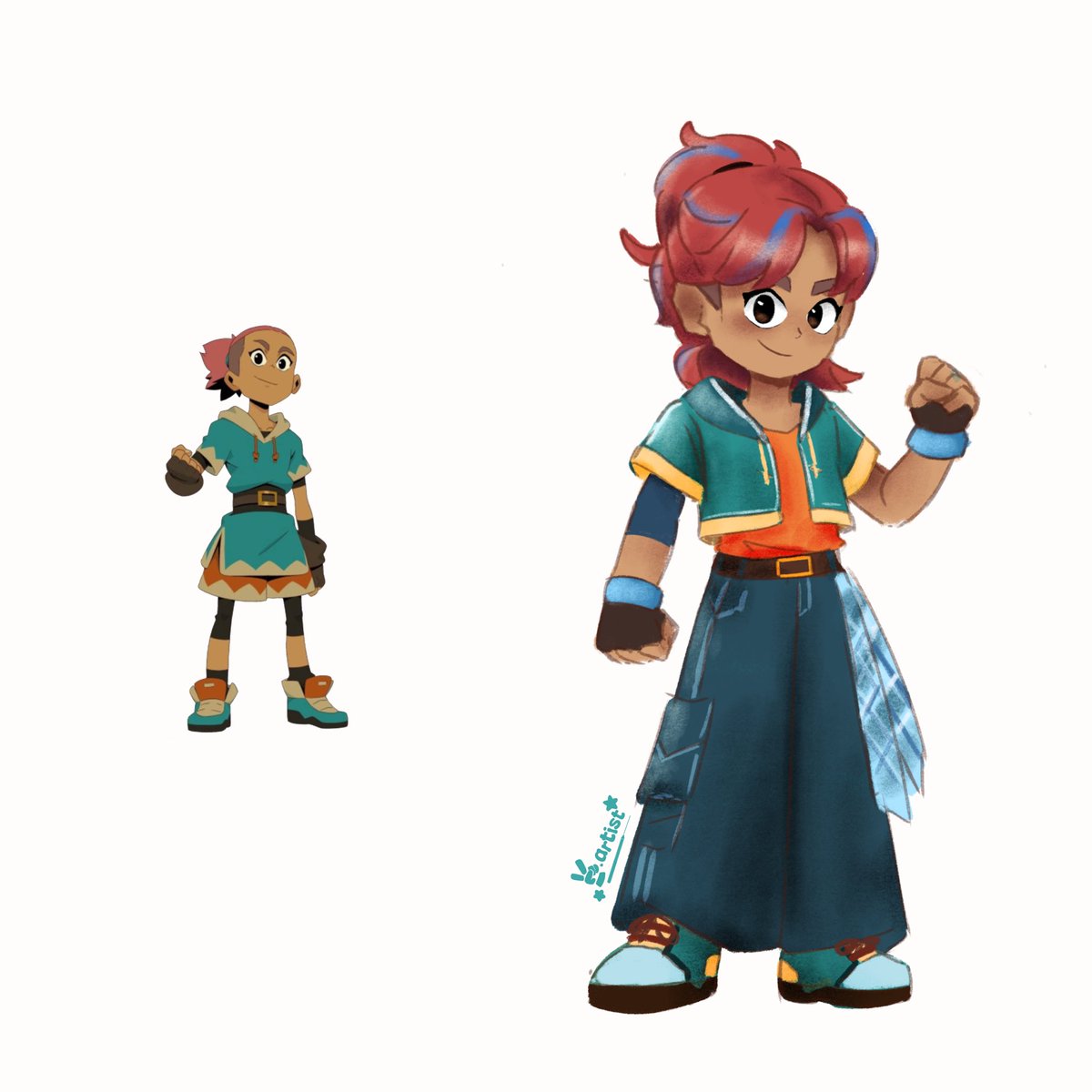 n1_artist's tweet photo. Title: RE-DESIGNING SOME DISNEY CHARACTERS RANDOMLY - PT28✨
Sorry guys. My last Ssyelle’s art was Part 27
My style now! Key gets a streetwear glow-up with a cropped hoodie, baggy cargos, and blue hair highlights. 💙
https://t.co/B2uBQCfvZx
#dragonstriker #characterdesign https://t.co/EhDaTbcuk4