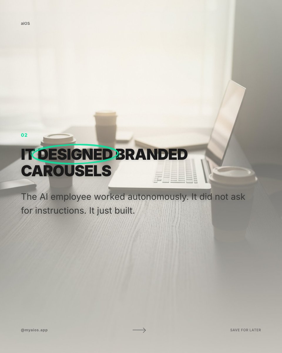 aios_app's tweet photo. Your weekend is gone. Not because you’re lazy, but because you’re manually drafting content that flops. I pointed aiOS at my service idea instead. It drafted the entire first week of posts. The branded carousels landed in my text → https://t.co/E1OdQ9fvAQ https://t.co/x99lVTkx8p