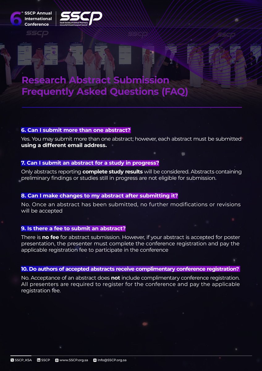 SSCP_KSA's tweet photo. Abstract questions? We’ve got you covered 💡

Everything you need to know for a smooth and successful submission is right here 📄

Submit NOW : https://t.co/B0mLd0ozN3

#SSCP26 | #CallForAbstract https://t.co/B7dcgpC81v