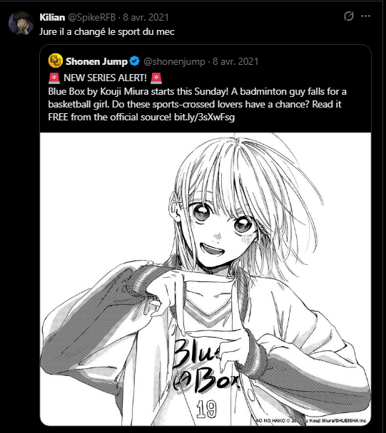 SpikeRFB's tweet photo. Le manga restera à jamais dans mon top et dans ma collection avec tous les Jump
Bref très content d'avoir lu ce manga durant ces dernières années, merci Kouji Miura 🙏💙 https://t.co/NkERQtfQvR