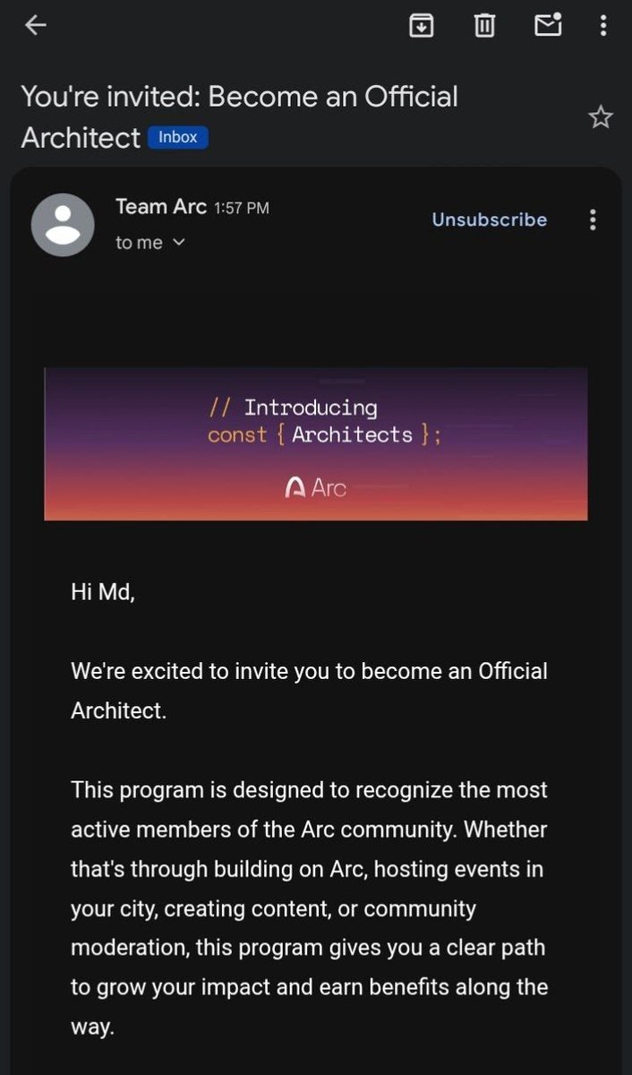 NFT6336's tweet photo. Today is a very happy day for me 🎉🥰

from understanding the technical concepts of @arc 3 months ago to building my own project today—the journey has been a great learning experience. Instead of just chasing points or upgrades, the focus has been on contributing to the community and growing the ecosystem with Builders.

Extremely happy to be invited to become an Official Arc Architect today, Arc’s core strength is its Builders community.

Looking forward to learning more, creating more, and exploring new possibilities with Arc. 🚀

@bobbilee @samconnerone @ezgiyaltay