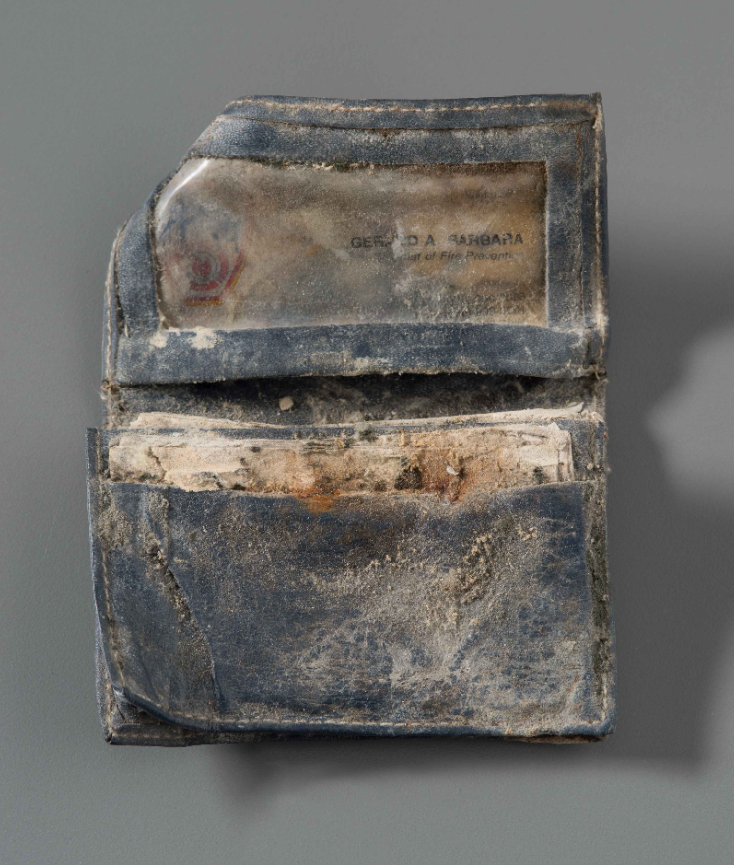 Sept11Memorial's tweet photo. From the Collection: Recovered black wallet belonging to Gerard A. Barbara. 

Born in Brooklyn, Barbara lived on Staten Island with his wife, Joanne. The couple had two grown children. With a firefighting career spanning 31 years, on 9/11, Barbara was serving as Assistant Chief of Department and Citywide Tour Commander. That morning, he responded from FDNY headquarters, subsequently assisting command outside the South Tower. He was 53 years old. #911Museum